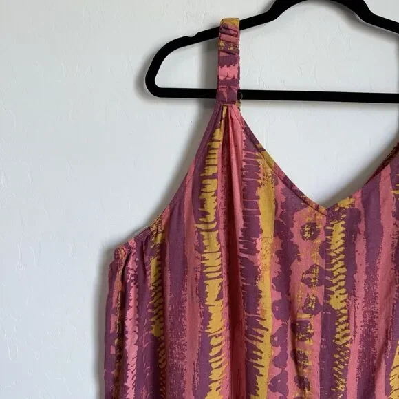 Ashley Stewart Size 22/24 Linen Blend Wide Leg Colorful Artsy Jumpsuit Boho - Picture 6 of 15